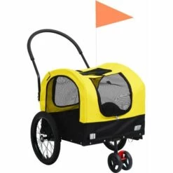 VidaXL Remorque De Vélo De Chiens Et Poussette 2-en-1 Jaune Et Noir - Jaune