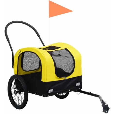 VidaXL Remorque De Vélo De Chiens Et Poussette 2-en-1 Jaune Et Noir - Jaune 2 VidaXL Remorque De Vélo De Chiens Et Poussette 2-en-1 Jaune Et Noir - Jaune – Image 2