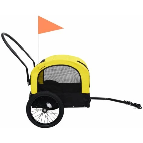 VidaXL Remorque De Vélo De Chiens Et Poussette 2-en-1 Jaune Et Noir - Jaune 4 VidaXL Remorque De Vélo De Chiens Et Poussette 2-en-1 Jaune Et Noir - Jaune – Image 4