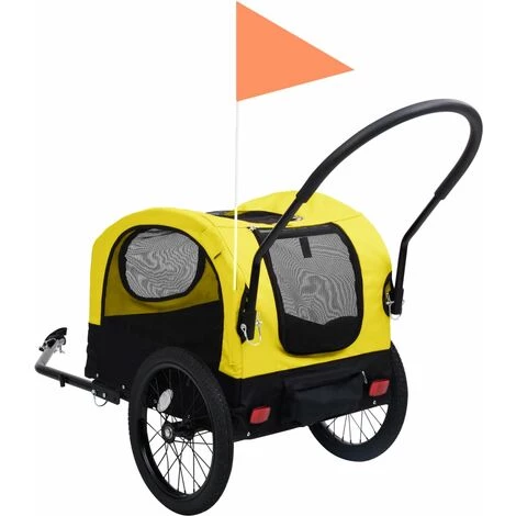 VidaXL Remorque De Vélo De Chiens Et Poussette 2-en-1 Jaune Et Noir - Jaune 5 VidaXL Remorque De Vélo De Chiens Et Poussette 2-en-1 Jaune Et Noir - Jaune – Image 5