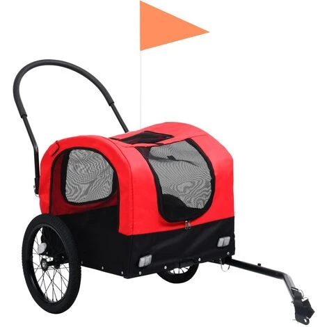 VidaXL Remorque De Vélo De Chiens Et Poussette 2-en-1 Rouge Et Noir - Rouge 2 VidaXL Remorque De Vélo De Chiens Et Poussette 2-en-1 Rouge Et Noir - Rouge – Image 2