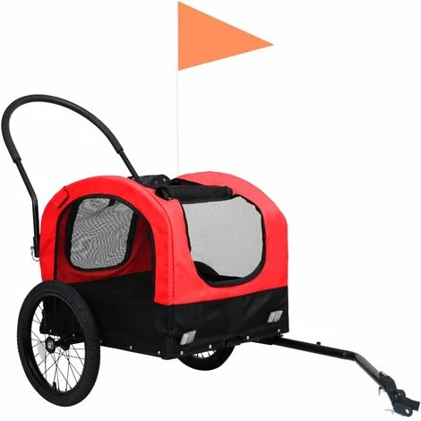 VidaXL Remorque De Vélo De Chiens Et Poussette 2-en-1 Rouge Et Noir - Rouge 3 VidaXL Remorque De Vélo De Chiens Et Poussette 2-en-1 Rouge Et Noir - Rouge – Image 3