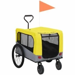 VidaXL Remorque De Vélo/poussette 2 En 1 Pour Chien Jaune Et Gris - Jaune