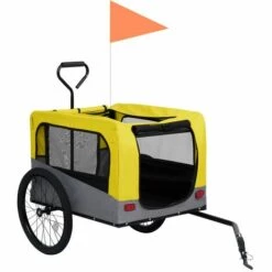 VidaXL Remorque De Vélo/poussette 2 En 1 Pour Chien Jaune Et Gris - Jaune -Cage, caisse et transport pour chien Soldes 24517649 3