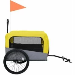 VidaXL Remorque De Vélo/poussette 2 En 1 Pour Chien Jaune Et Gris - Jaune -Cage, caisse et transport pour chien Soldes 24517649 4