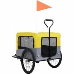 VidaXL Remorque De Vélo/poussette 2 En 1 Pour Chien Jaune Et Gris - Jaune -Cage, caisse et transport pour chien Soldes 24517649 5