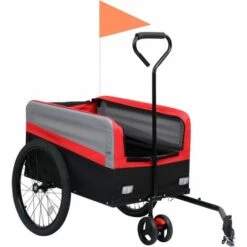 VidaXL Remorque à Vélo Cargo XXL 2 En 1 Et Chariot Rouge Gris Et Noir - Noir -Cage, caisse et transport pour chien Soldes 24517653 4