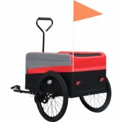 VidaXL Remorque à Vélo Cargo XXL 2 En 1 Et Chariot Rouge Gris Et Noir - Noir -Cage, caisse et transport pour chien Soldes 24517653 5