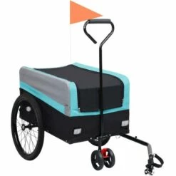 VidaXL Remorque à Vélo Cargo XXL 2 En 1 Et Chariot Bleu Gris Et Noir - Bleu