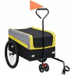 VidaXL Remorque à Vélo Cargo XXL 2 En 1 Et Chariot Jaune Gris Et Noir - Multicolore