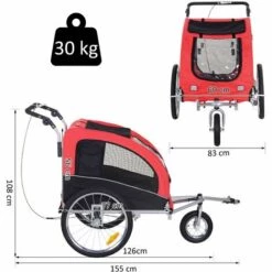 HOMCOM Remorque Vélo Jogger 2 En 1 Pour Animaux Drapeau Roue Avant Pivotante Réflecteurs Et Barre D'attelage Inclus Rouge Noir - Rouge 7 HOMCOM Remorque Vélo Jogger 2 En 1 Pour Animaux Drapeau Roue Avant Pivotante Réflecteurs Et Barre D'attelage Inclus Rouge Noir - Rouge -Cage, caisse et transport pour chien Soldes 25006992 3