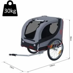 HOMCOM Remorque Velo Pour Chien Animaux Avec Drapeau Et 8 Reflecteurs Gris Et Noir - Gris Noir 7 HOMCOM Remorque Velo Pour Chien Animaux Avec Drapeau Et 8 Reflecteurs Gris Et Noir - Gris Noir -Cage, caisse et transport pour chien Soldes 25007863 3