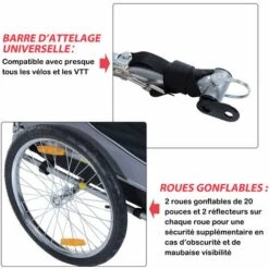 HOMCOM Remorque Velo Pour Chien Animaux Avec Drapeau Et 8 Reflecteurs Gris Et Noir - Gris Noir 8 HOMCOM Remorque Velo Pour Chien Animaux Avec Drapeau Et 8 Reflecteurs Gris Et Noir - Gris Noir -Cage, caisse et transport pour chien Soldes 25007863 4