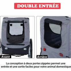 HOMCOM Remorque Velo Pour Chien Animaux Avec Drapeau Et 8 Reflecteurs Gris Et Noir - Gris Noir 9 HOMCOM Remorque Velo Pour Chien Animaux Avec Drapeau Et 8 Reflecteurs Gris Et Noir - Gris Noir -Cage, caisse et transport pour chien Soldes 25007863 5