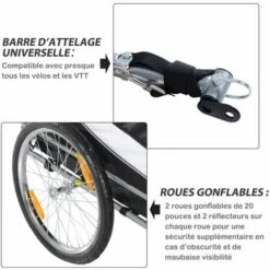 HOMCOM Remorque Velo Pour Chien Animaux Avec Drapeau Et 8 Reflecteurs Blanc Et Noir - Blanc 8 HOMCOM Remorque Velo Pour Chien Animaux Avec Drapeau Et 8 Reflecteurs Blanc Et Noir - Blanc -Cage, caisse et transport pour chien Soldes 25009358 4