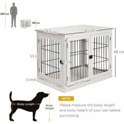 PawHut Cage Pour Chien Animaux Cage En Bois MDF Classe E1 3 Portes Verrouillables Max. 30 Kg Dim. 81L X 58l X 66H Cm Blanc Noir - Blanc 7 PawHut Cage Pour Chien Animaux Cage En Bois MDF Classe E1 3 Portes Verrouillables Max. 30 Kg Dim. 81L X 58l X 66H Cm Blanc Noir - Blanc -Cage, caisse et transport pour chien Soldes 25009384 3
