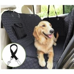 DEVENIRRICHE Housses De Siège D'auto Pour Chien Universelle, Housse Protection De Siège D'arrière Avec Poche De Rangement, Housse Banquette Imperméable Pour Voiture Et SUV Tansport(146 X 136cm,Noir)