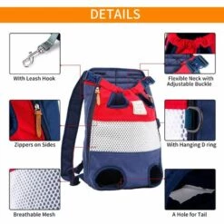 LONGZIMING Sac Ventral Chien, Porte Chien Sac Transport Pour Chien Chat (M ) Sac à Dos Sortie, Voyage, Camping Sac Ventral De Transport Pour Petit Animaux Portable Et Sûr Supporte Jusqu'a 12KG -Cage, caisse et transport pour chien Soldes 26552800 3