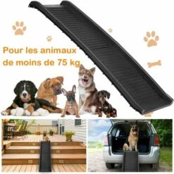 COSTWAY Rampe Pour Animaux Pliable 155x40,5CM En Plastique Surface Antidérapante Support Jusqu’à 75KG Idéal Pour Voiture/Camion Noir -Cage, caisse et transport pour chien Soldes 27302999 3