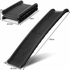 COSTWAY Rampe Pour Animaux Pliable 155x40,5CM En Plastique Surface Antidérapante Support Jusqu’à 75KG Idéal Pour Voiture/Camion Noir -Cage, caisse et transport pour chien Soldes 27302999 5