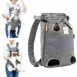 DEVENIRRICHE Sacs à Dos Pour Chiens Chiens De Taille Moyenne Sac De Transport Pour Chien Sac De Chien Sac De Transport Réglable Sac à Dos Pour La Randonnée, Les Voyages, Camping, Support Jusqu'à 12 Kg Gris