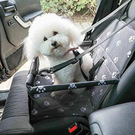 LITZEE Siège D'auto Pour Chien, Porte-siège Pliant Imperméable Pour Chien Avec Ceinture De Sécurité Et Sac De Rangement, Siège D'appoint De Voiture Pour Chiens Ou Chats (Os Gris) 2 LITZEE Siège D'auto Pour Chien, Porte-siège Pliant Imperméable Pour Chien Avec Ceinture De Sécurité Et Sac De Rangement, Siège D'appoint De Voiture Pour Chiens Ou Chats (Os Gris) – Image 2