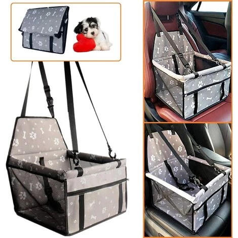 LITZEE Siège D'auto Pour Chien, Porte-siège Pliant Imperméable Pour Chien Avec Ceinture De Sécurité Et Sac De Rangement, Siège D'appoint De Voiture Pour Chiens Ou Chats (Os Gris) 4 LITZEE Siège D'auto Pour Chien, Porte-siège Pliant Imperméable Pour Chien Avec Ceinture De Sécurité Et Sac De Rangement, Siège D'appoint De Voiture Pour Chiens Ou Chats (Os Gris) – Image 4