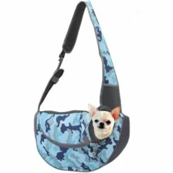Triomphe Sac Pour Animaux De Compagnie Sac à Bandoulière Sac De Messager Pour Poitrine De Chien Sortir Sac Pour Animaux De Compagnie Portable Camouflage Bleu S (40 * 22 * 10cm