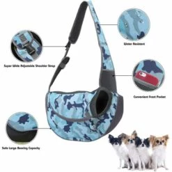 Triomphe Sac Pour Animaux De Compagnie Sac à Bandoulière Sac De Messager Pour Poitrine De Chien Sortir Sac Pour Animaux De Compagnie Portable Camouflage Bleu S (40 * 22 * ​​10cm -Cage, caisse et transport pour chien Soldes 28451846 4