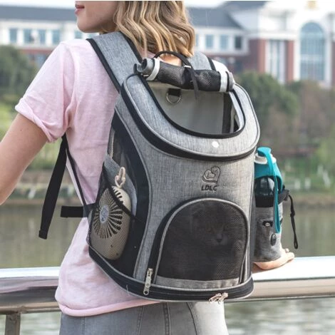 Triomphe Sac à Dos Pour Animaux De Compagnie Sac à Dos Pour Animaux De Compagnie Oxford En Tissu Sortir Sac à Dos Portable Pour Chats Et Chiens, M Gris Noir 3 Triomphe Sac à Dos Pour Animaux De Compagnie Sac à Dos Pour Animaux De Compagnie Oxford En Tissu Sortir Sac à Dos Portable Pour Chats Et Chiens, M Gris Noir – Image 3