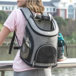 Triomphe Sac à Dos Pour Animaux De Compagnie Sac à Dos Pour Animaux De Compagnie En Tissu Oxford Sortir Sac à Dos Portable Pour Chats Et Chiens, M, Chrysanthème Gris -Cage, caisse et transport pour chien Soldes 28451946 3