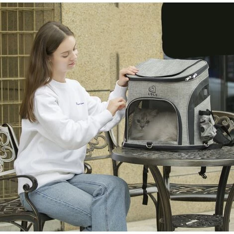 Triomphe Sac à Dos Pour Animaux De Compagnie Sac à Dos Pour Animaux De Compagnie Oxford Cloth Go Out Sac à Dos Portable Pour Chats Et Chiens, L, Gris Vert 4 Triomphe Sac à Dos Pour Animaux De Compagnie Sac à Dos Pour Animaux De Compagnie Oxford Cloth Go Out Sac à Dos Portable Pour Chats Et Chiens, L, Gris Vert – Image 4