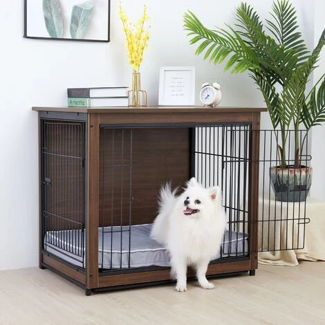 BINGO PAW Cage Pour Chien - Taille L 77,5x52,5x70cm - 2 En 1 Caisse En Bois Et En Métal 3 BINGO PAW Cage Pour Chien - Taille L 77,5x52,5x70cm - 2 En 1 Caisse En Bois Et En Métal – Image 3