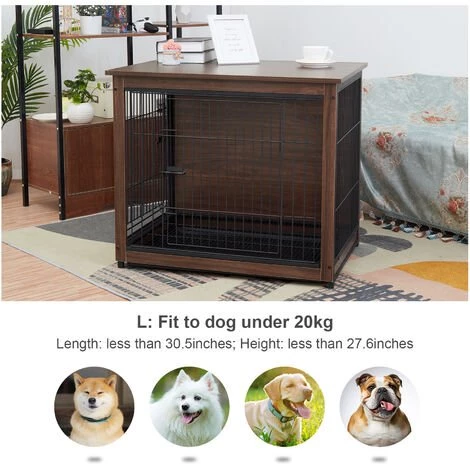 BINGO PAW Cage Pour Chien - Taille L 77,5x52,5x70cm - 2 En 1 Caisse En Bois Et En Métal 4 BINGO PAW Cage Pour Chien - Taille L 77,5x52,5x70cm - 2 En 1 Caisse En Bois Et En Métal – Image 4