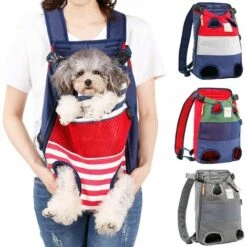 Perle Rare Sac à Dos Pour Chien - Un Sac à Dos Pour Animaux De Compagnie Avec Les Pattes Tournées Vers L'avant, Adapté Aux Chiens De Petite Et Moyenne Taille, Sacs De Voyage Mains Libres Pour Chats, Approuvés Par Les Compagnies Aériennes Et Motocyclistes. Randonnée - (rayures Rouges Et Bleues)
