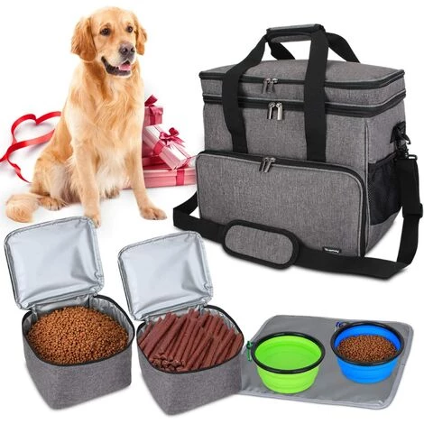 ILOVEMILAN Sac De Voyage Pour équipement Pour Chien + 2 Bols Pliants (bleu + Vert 350ml) 1 ILOVEMILAN Sac De Voyage Pour équipement Pour Chien + 2 Bols Pliants (bleu + Vert 350ml)