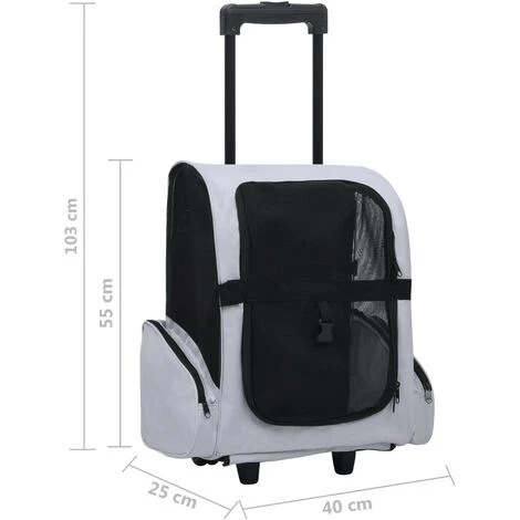 VidaXL Chariot Polyvalent Pliable Pour Animaux De Compagnie Gris - Gris 3 VidaXL Chariot Polyvalent Pliable Pour Animaux De Compagnie Gris - Gris – Image 3