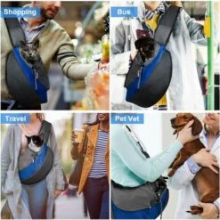 BETTERLIFE Sling Chien, Chat Animal De Compagnie Sac De Transport Pour Chien Sac De Transport Réglable épaule Sac De Transport En Filet Respirant - Convient Aux Chiots De Moins De 5 Kg, 37 X 29 X 25 Cm (L, Blue) -Cage, caisse et transport pour chien Soldes 31050390 5