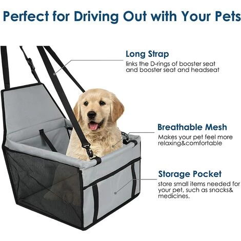 BRIDAY Siège Rehausseur Pour Animaux De Compagnie Pour Petits Chiens, Housse De Siège Rehausseur Imperméable Et Respirant Pour Chien, Sac De Transport Protecteur Pour Animaux De Compagnie Gris 2 BRIDAY Siège Rehausseur Pour Animaux De Compagnie Pour Petits Chiens, Housse De Siège Rehausseur Imperméable Et Respirant Pour Chien, Sac De Transport Protecteur Pour Animaux De Compagnie Gris – Image 2
