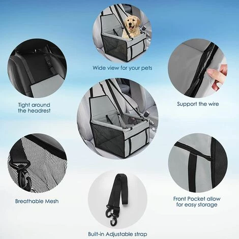 BRIDAY Siège Rehausseur Pour Animaux De Compagnie Pour Petits Chiens, Housse De Siège Rehausseur Imperméable Et Respirant Pour Chien, Sac De Transport Protecteur Pour Animaux De Compagnie Gris 5 BRIDAY Siège Rehausseur Pour Animaux De Compagnie Pour Petits Chiens, Housse De Siège Rehausseur Imperméable Et Respirant Pour Chien, Sac De Transport Protecteur Pour Animaux De Compagnie Gris – Image 5