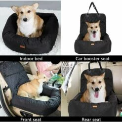 BRIDAY Siège De Voiture Pour Chien 2 En 1 Siège D’Auto Chien, Siège Pour Véhicule De Voyage Portatif Transporteur Pour Animal De Compagnie Avec Chenil Épais Et Sangle De Sécurité(Noir) -Cage, caisse et transport pour chien Soldes 31511051 3