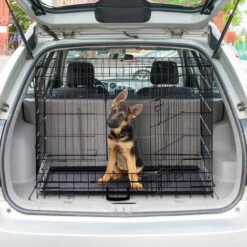 Relaxdays Cage Pour Chien Pliante Boîte Transport Voiture Box Pour Chiot 2 Portes Bac Fond Box Grillage Métal S Noir -Cage, caisse et transport pour chien Soldes 31794963 3