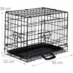 Relaxdays Cage Pour Chien Pliante Boîte Transport Voiture Box Pour Chiot 2 Portes Bac Fond Box Grillage Métal S Noir -Cage, caisse et transport pour chien Soldes 31794963 5
