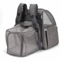 Triomphe Sac à Dos Pour Animaux De Compagnie Chat Chien Extensible Sac Transport Pour Chat Petit Chien Respirant, Sac A Dos De Transport Chat Avec Matelas En Peluche Amovible, Pour Voyage En Train/Voiture/Restaurant/Avion ,Gris -Cage, caisse et transport pour chien Soldes 31974669 5