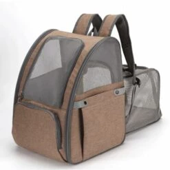 Triomphe Sac à Dos Pour Animaux De Compagnie Chat Chien Extensible Sac Transport Pour Chat Petit Chien Respirant, Sac A Dos De Transport Chat Avec Matelas En Peluche Amovible, Pour Voyage En Train/Voiture/Restaurant/Avion ,kaki