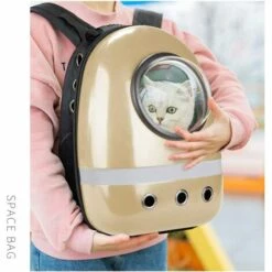 AIDUCHO Portable Transporteur D'animaux Capsule Sac à Dos Transparent Bubble Sac De Transport Pour Chat Chien Chiot Petits Animaux - Doré -Cage, caisse et transport pour chien Soldes 32751813 3