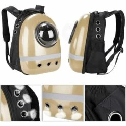 AIDUCHO Portable Transporteur D'animaux Capsule Sac à Dos Transparent Bubble Sac De Transport Pour Chat Chien Chiot Petits Animaux - Doré -Cage, caisse et transport pour chien Soldes 32751813 5