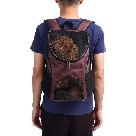 AIDUCHO Chien Carrier Backpack, Mains Libres Ventilation Réglable Mains Marcher Randonnée Voyager Double Sac à Bandoulière Pour Porter Chien Chien(café) 2 AIDUCHO Chien Carrier Backpack, Mains Libres Ventilation Réglable Mains Marcher Randonnée Voyager Double Sac à Bandoulière Pour Porter Chien Chien(café) – Image 2