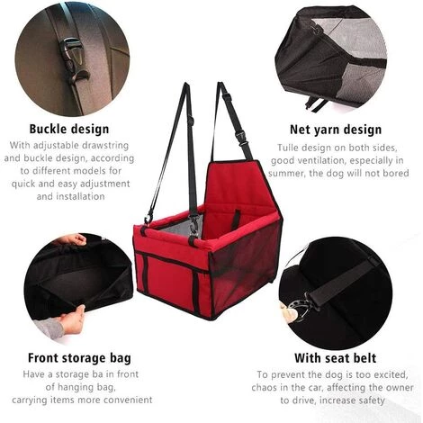 AIDUCHO Siège D'appoint De Voiture Pour Les Chiens Ou Chats, Sac Transport Chien Voiture Housse De Rehausseur En Tissu Oxford étanche Avec Ceinture De Sécurité De Voyage Pour Chinots (Rouge) 3 AIDUCHO Siège D'appoint De Voiture Pour Les Chiens Ou Chats, Sac Transport Chien Voiture Housse De Rehausseur En Tissu Oxford étanche Avec Ceinture De Sécurité De Voyage Pour Chinots (Rouge) – Image 3