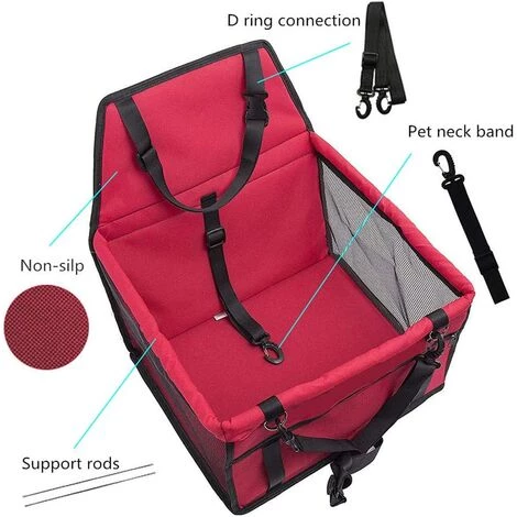 AIDUCHO Siège D'appoint De Voiture Pour Les Chiens Ou Chats, Sac Transport Chien Voiture Housse De Rehausseur En Tissu Oxford étanche Avec Ceinture De Sécurité De Voyage Pour Chinots (Rouge) 4 AIDUCHO Siège D'appoint De Voiture Pour Les Chiens Ou Chats, Sac Transport Chien Voiture Housse De Rehausseur En Tissu Oxford étanche Avec Ceinture De Sécurité De Voyage Pour Chinots (Rouge) – Image 4